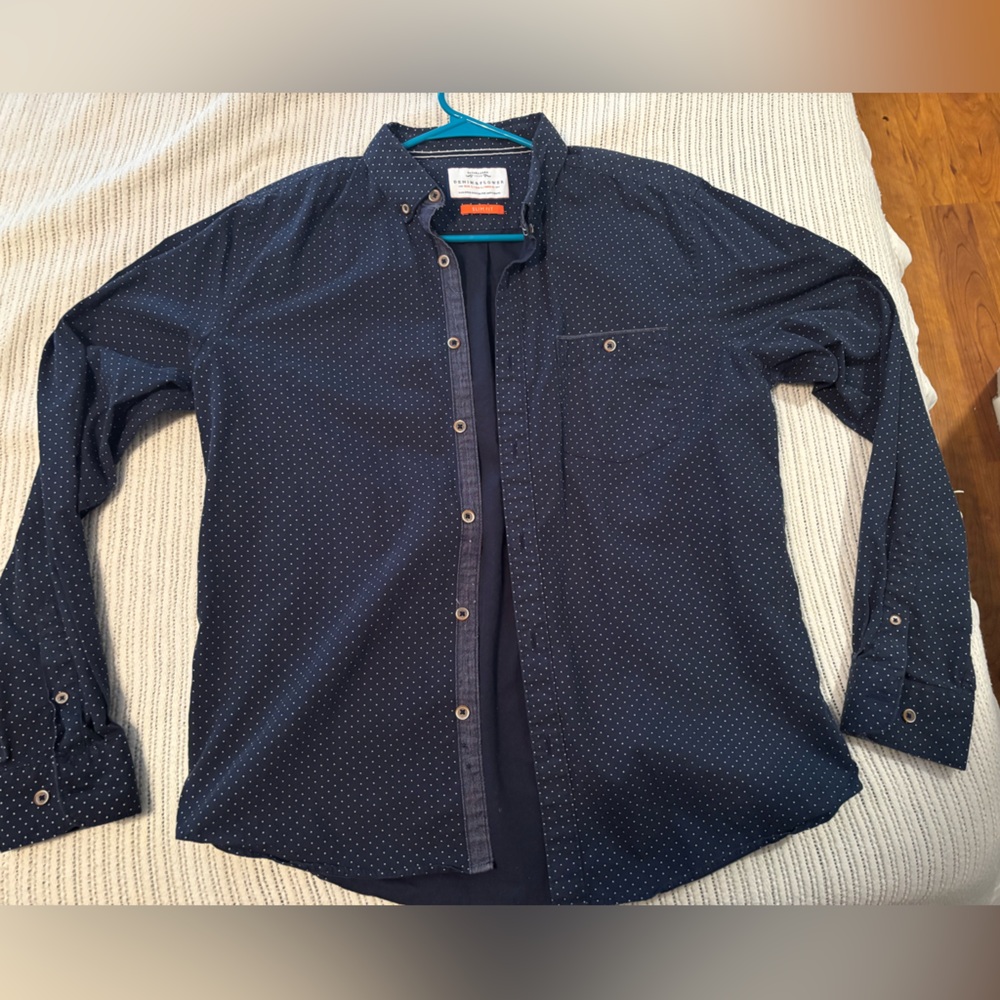 Denim & Flower Dark Blue Polka Dot Shirt Jacket